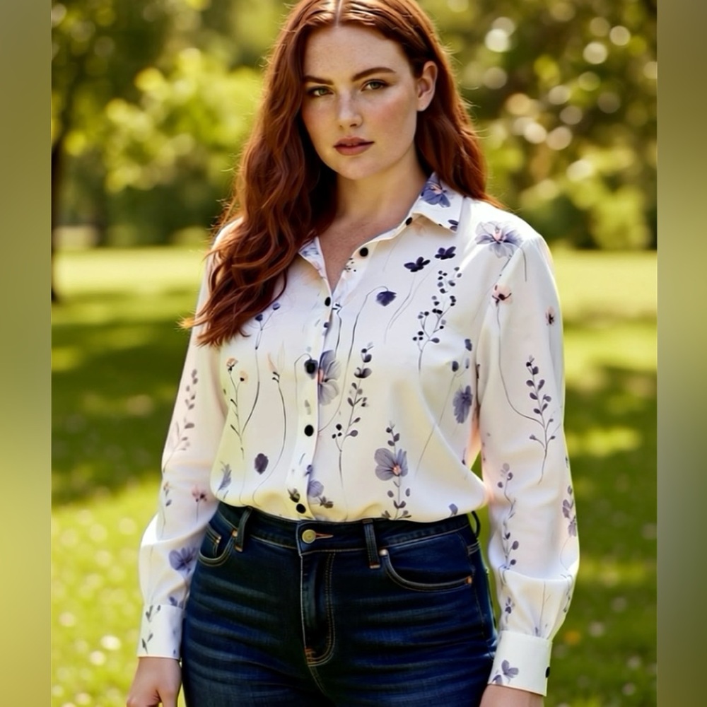 White Floral Women’s Blouse